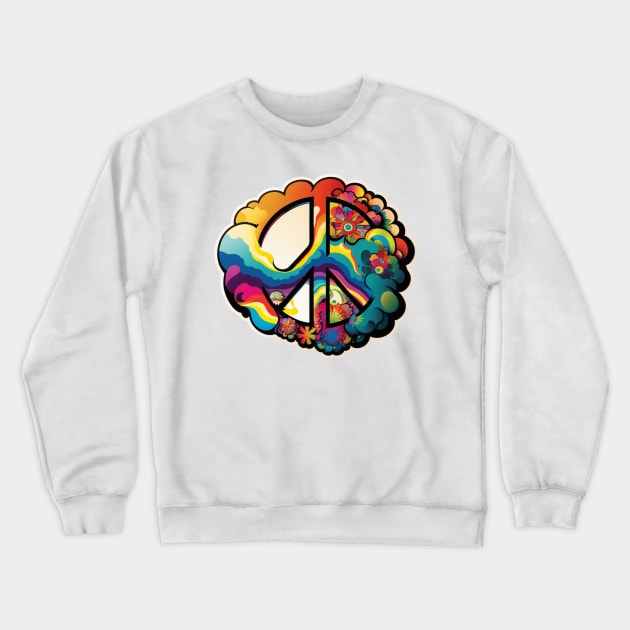 Groovy Psychedelic Peace Sign in Purple Crewneck Sweatshirt by TheArtfulAllie